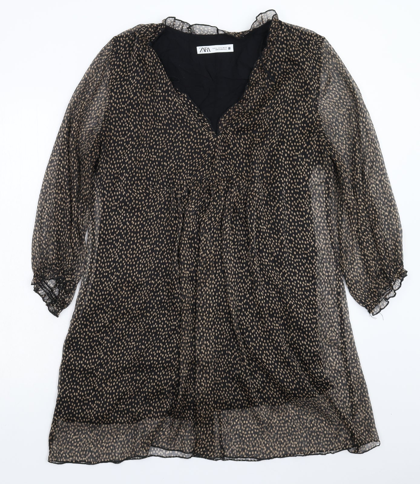 Zara Womens Grey Polka Dot  Fit & Flare  Size XL