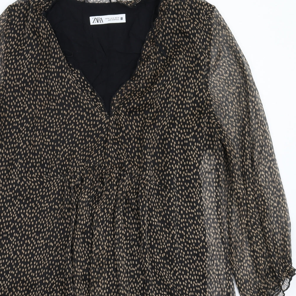 Zara Womens Grey Polka Dot  Fit & Flare  Size XL