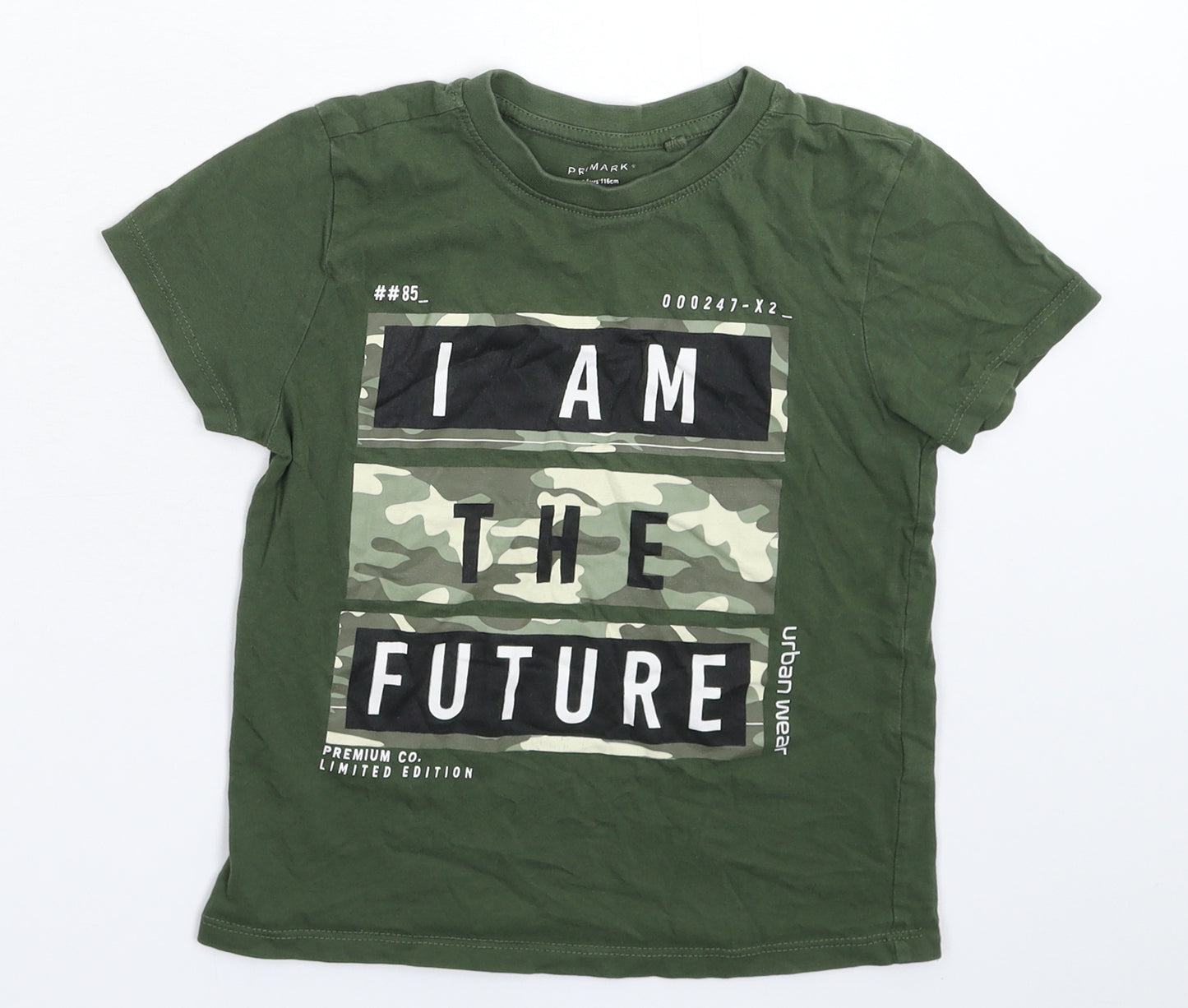 Primark Boys Green   Basic T-Shirt Size 5-6 Years