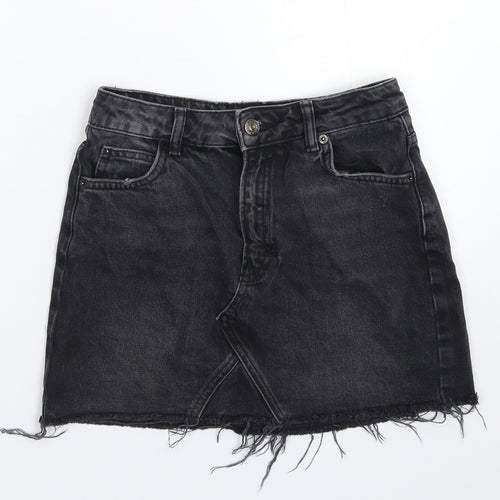 Topshop Womens Black  Denim A-Line Skirt Size 6