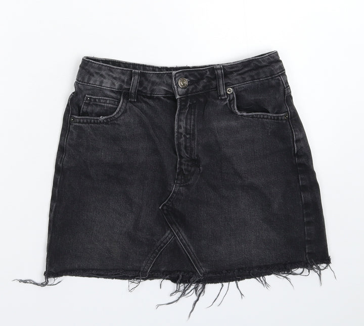 Topshop Womens Black Denim A-Line Skirt Size 6