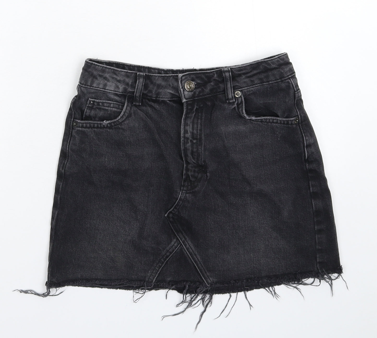 Topshop Womens Black  Denim A-Line Skirt Size 6