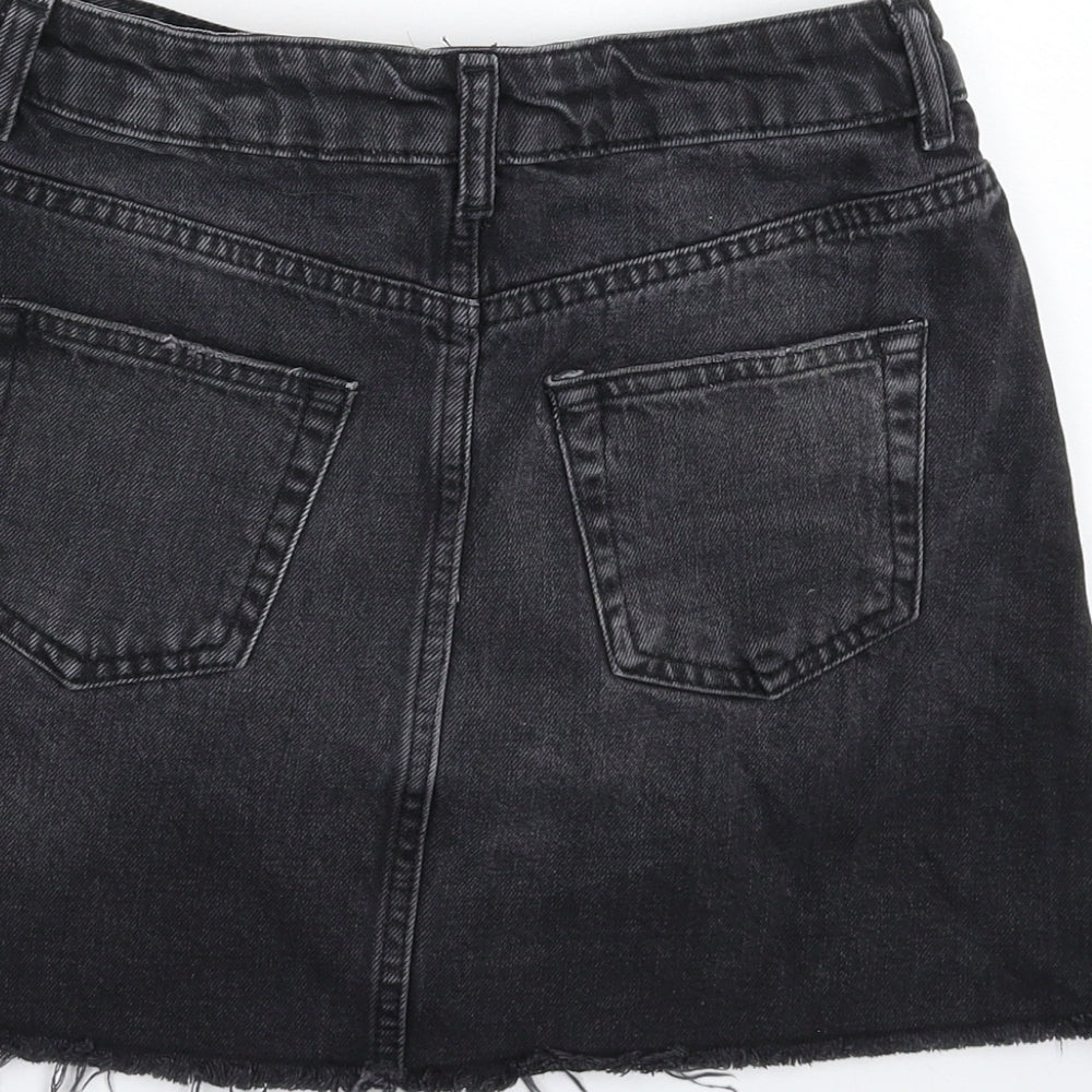 Topshop Womens Black  Denim A-Line Skirt Size 6