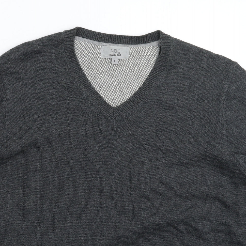 Marks and Spencer Mens Grey  Knit Pullover Jumper Size L
