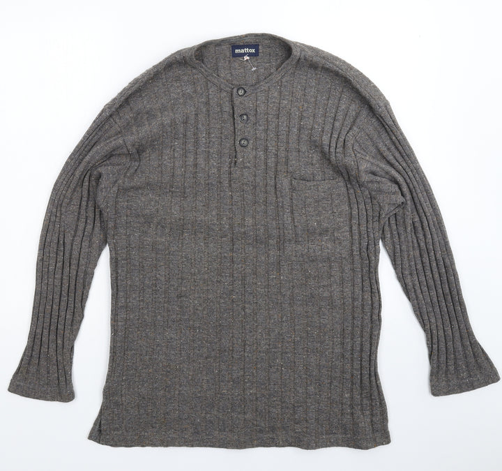 Mattox Mens Grey Knit Pullover Jumper Size L