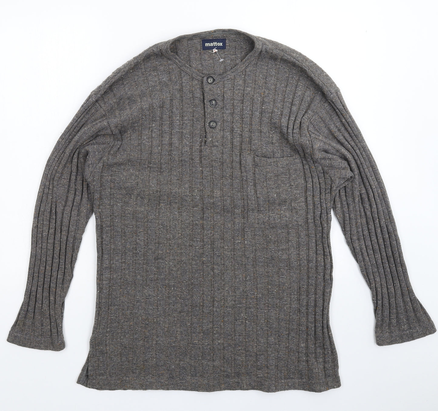 Mattox Mens Grey  Knit Pullover Jumper Size L