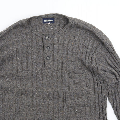 Mattox Mens Grey  Knit Pullover Jumper Size L