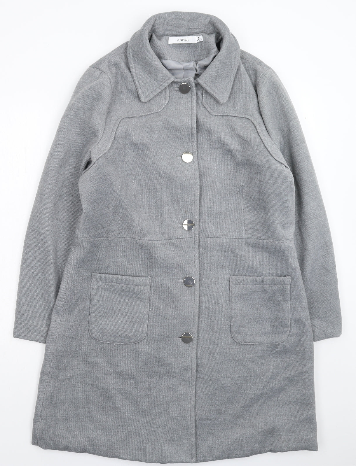 JustFab Womens Grey   Pea Coat Coat Size XL