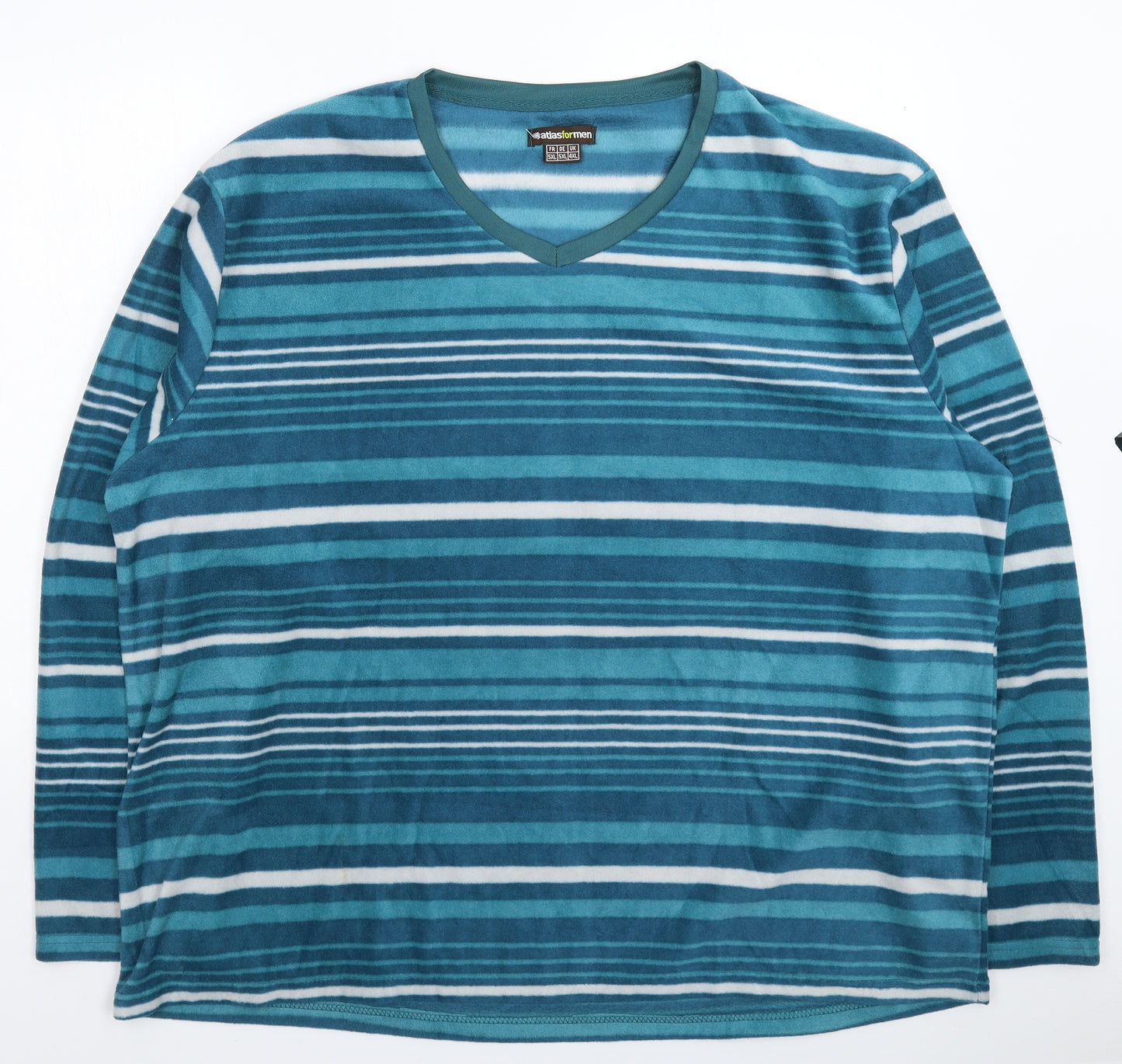 Atlas Mens Multicoloured Striped Fleece  Pyjama Top Size 4XL
