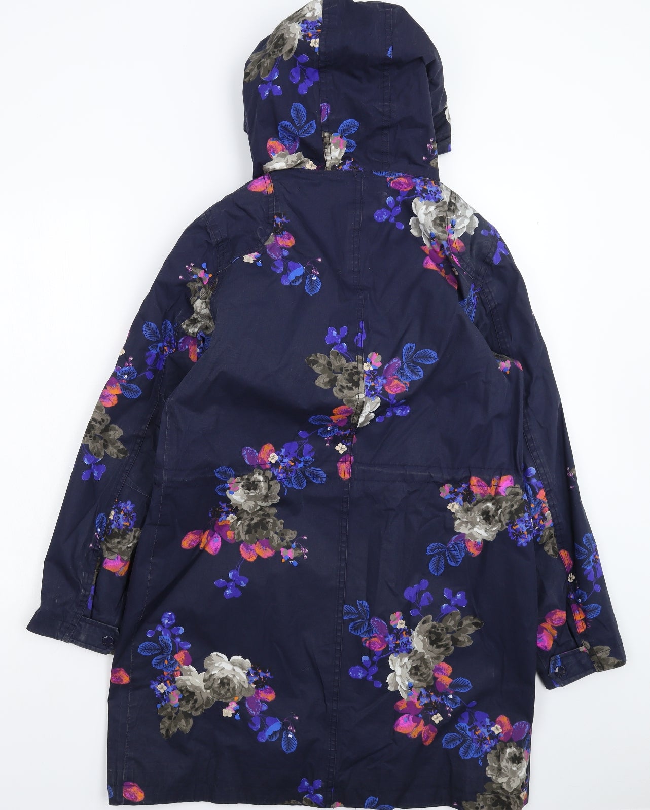 Joules Womens Blue Floral  Rain Coat Coat Size 12