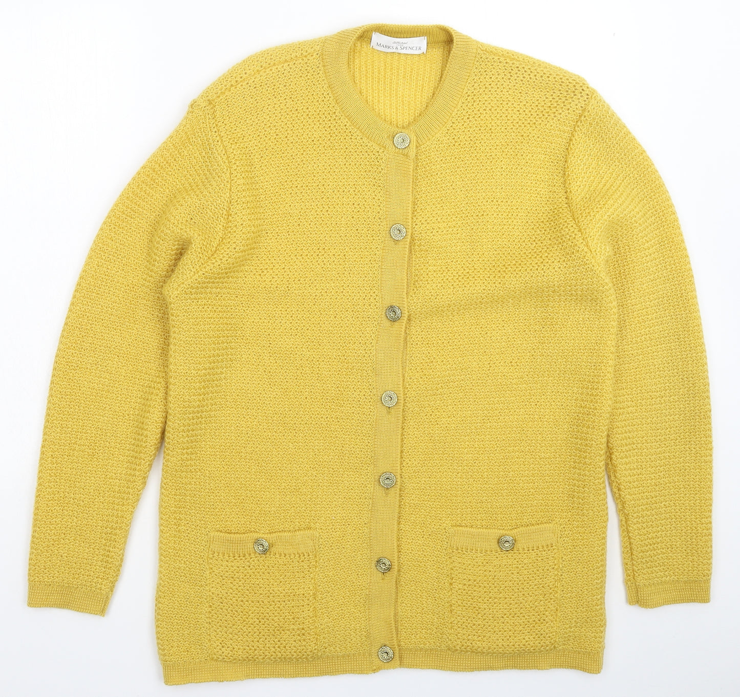 Marks and Spencer Womens Yellow  Knit Cardigan Jumper Size 14