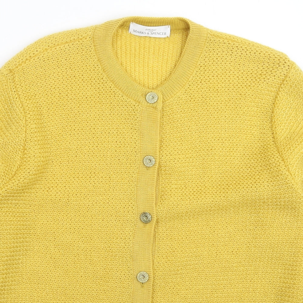 Marks and Spencer Womens Yellow  Knit Cardigan Jumper Size 14
