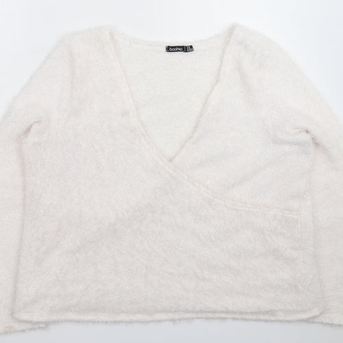 Boohoo Womens White  Knit Pullover Jumper Size 20