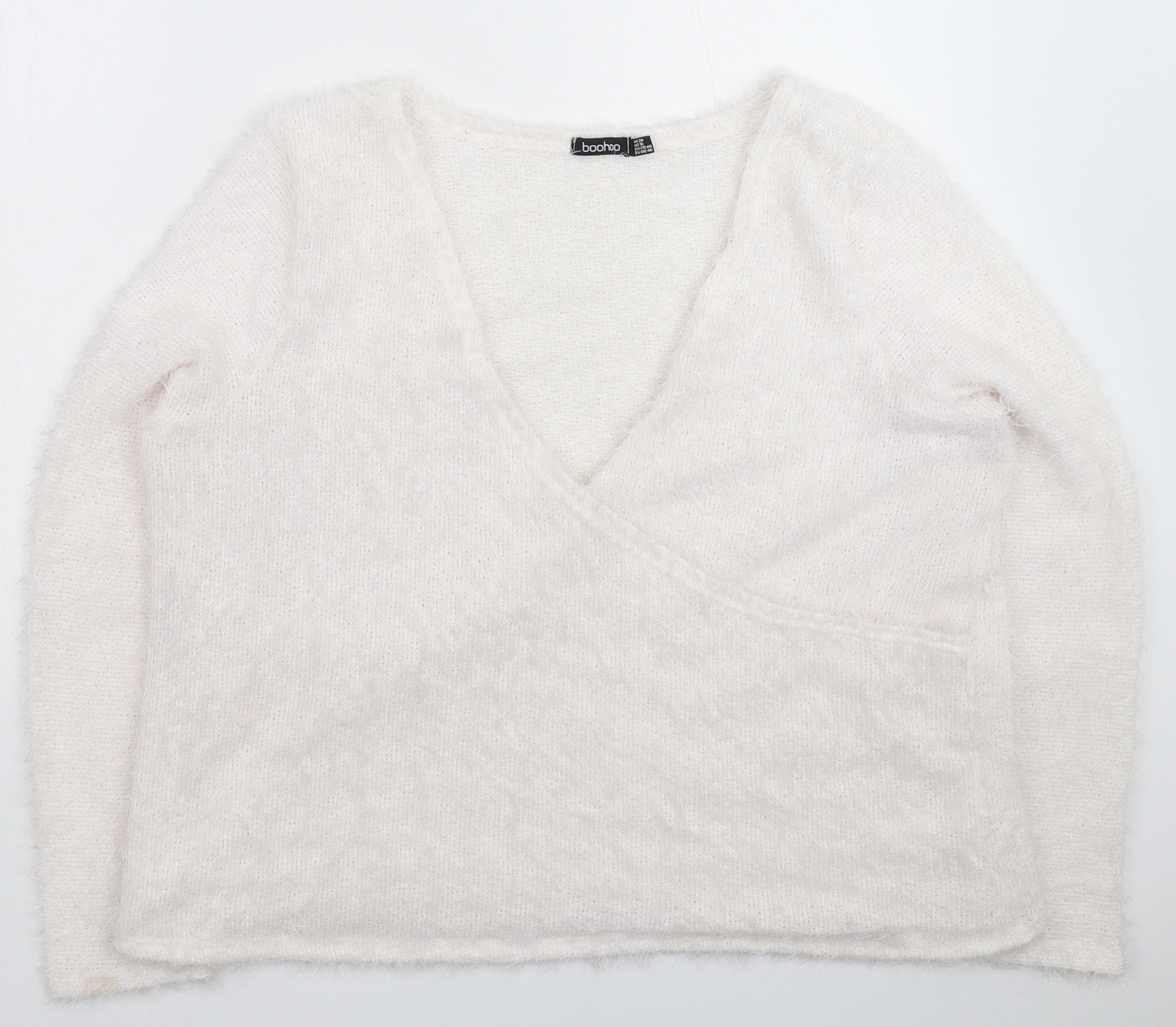 Boohoo Womens White  Knit Pullover Jumper Size 20
