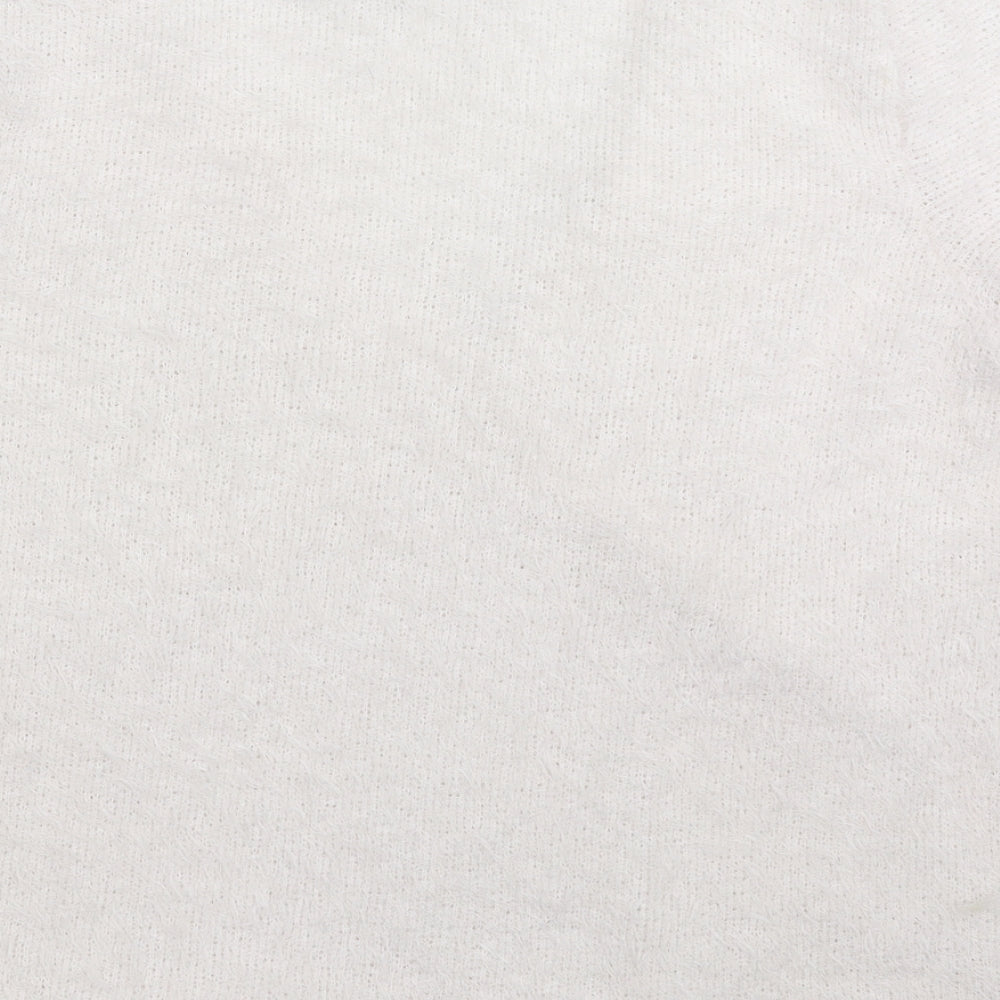 Boohoo Womens White  Knit Pullover Jumper Size 20