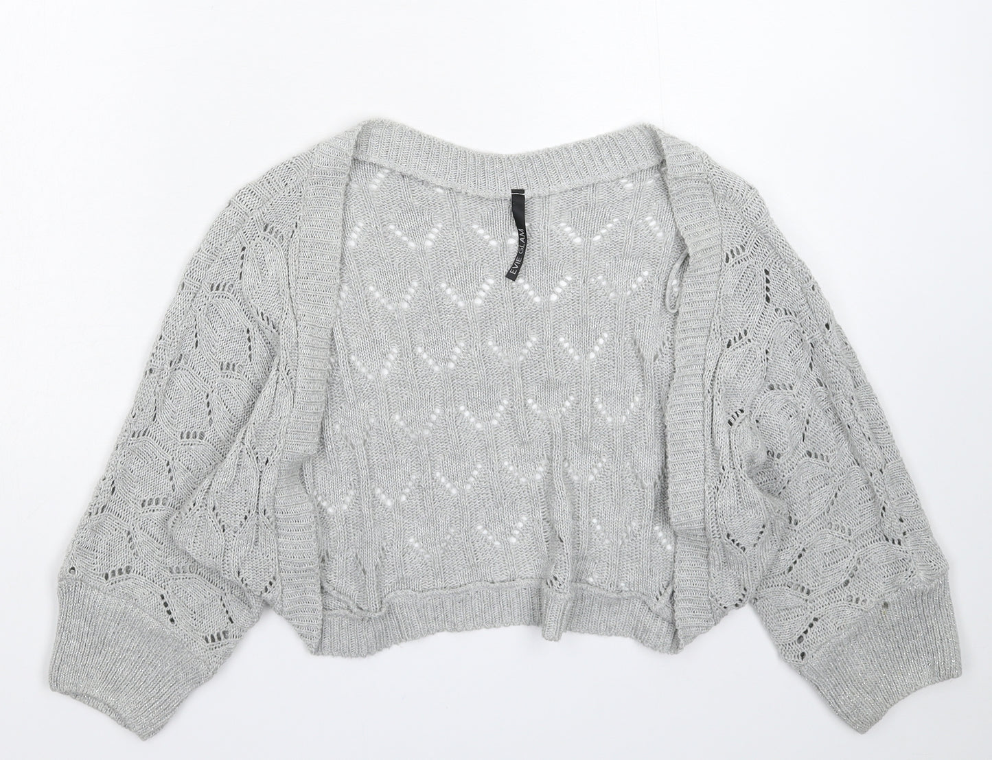 E-vie Womens Grey  Knit Cardigan Jumper Size 16