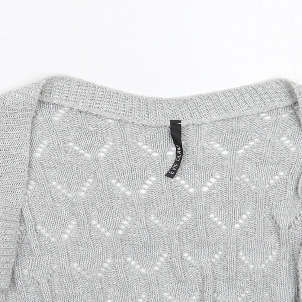 E-vie Womens Grey  Knit Cardigan Jumper Size 16