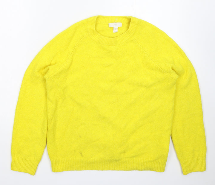 H&M Womens Yellow Knit Pullover Jumper Size M