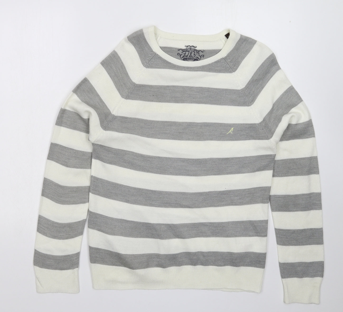 River Island Mens Grey Striped Knit Pullover Jumper Size XS