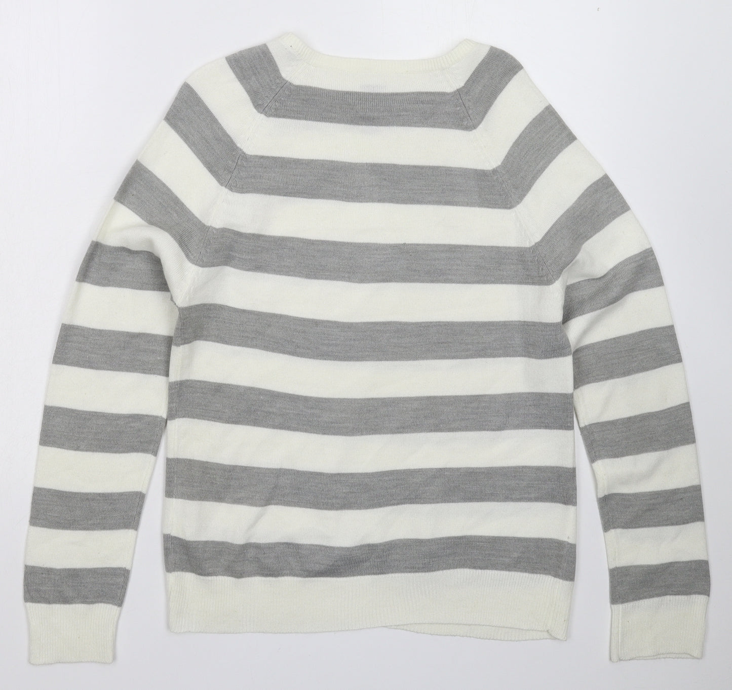 River Island Mens Grey Striped Knit Pullover Jumper Size XS