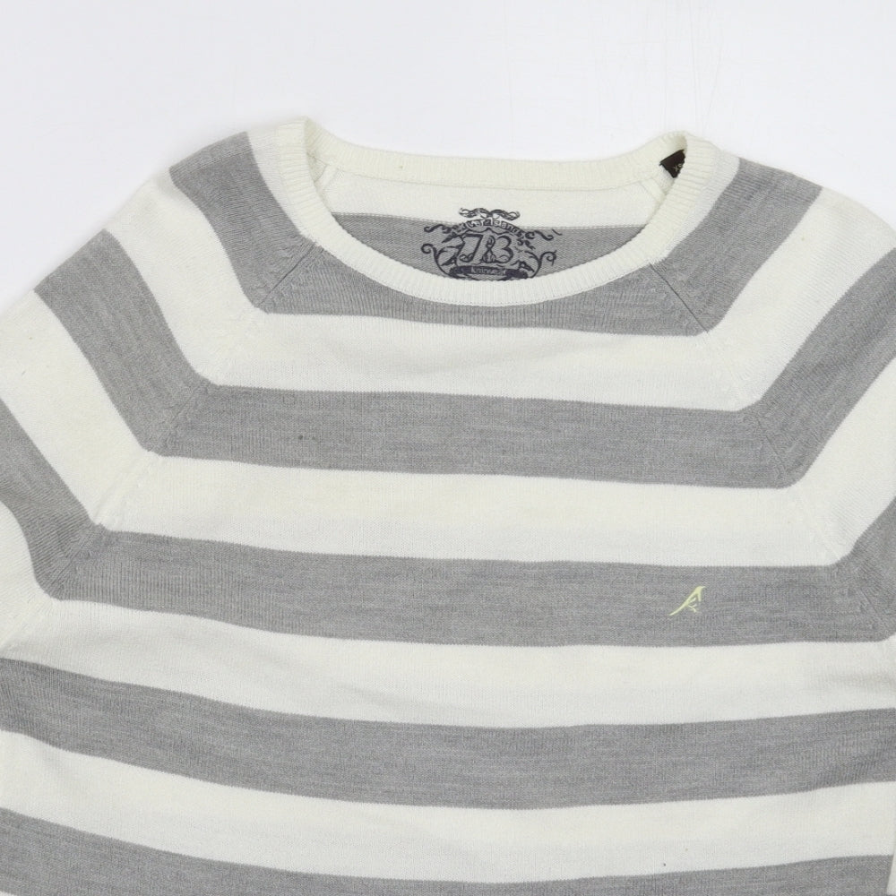 River Island Mens Grey Striped Knit Pullover Jumper Size XS