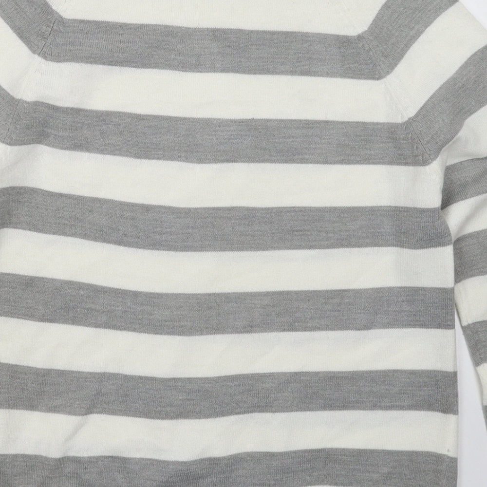 River Island Mens Grey Striped Knit Pullover Jumper Size XS