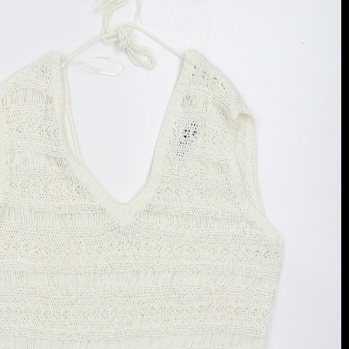 M&Co Womens White  Knit Pullover Jumper Size 10