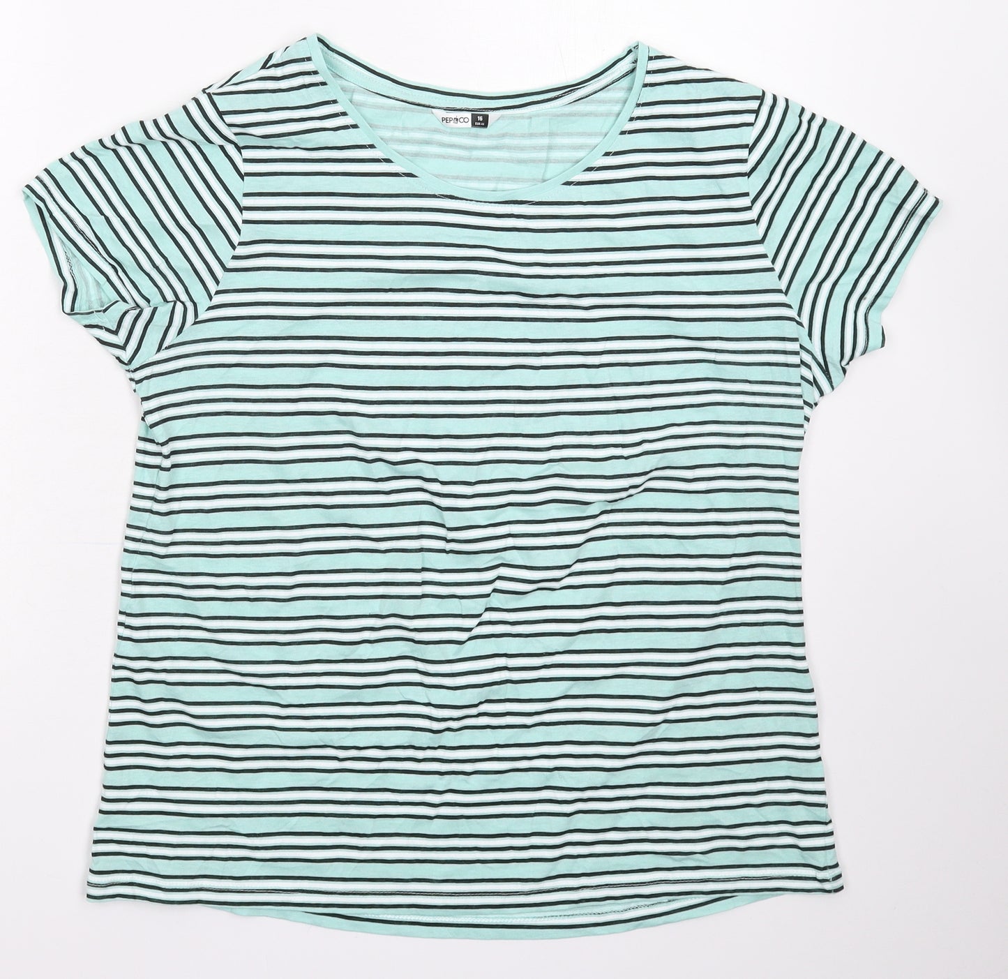 Pep&Co Womens Multicoloured Striped  Basic T-Shirt Size 16