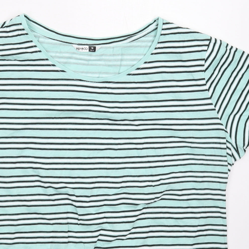 Pep&Co Womens Multicoloured Striped  Basic T-Shirt Size 16