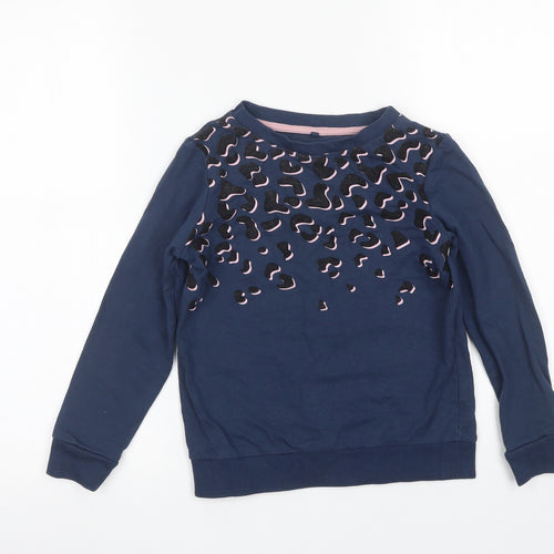 Lily & dan Girls Blue Animal Print  Pullover Jumper Size 7-8 Years
