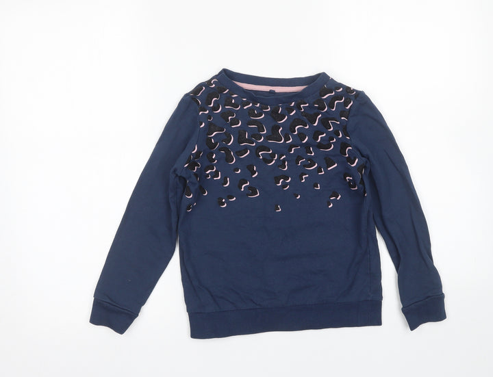 Lily & dan Girls Blue Animal Print  Pullover Jumper Size 7-8 Years