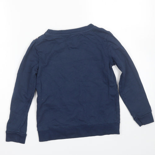Lily & dan Girls Blue Animal Print  Pullover Jumper Size 7-8 Years