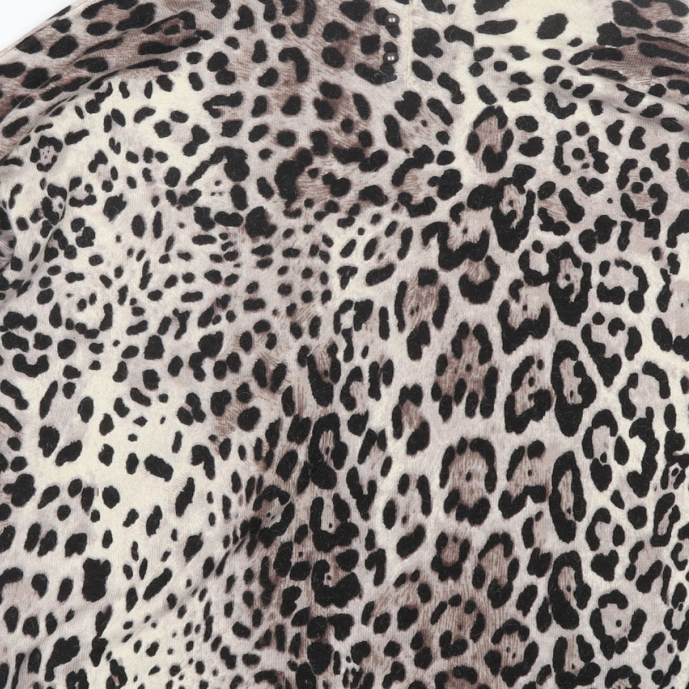 Wallis Womens Brown Animal Print  Basic T-Shirt Size M