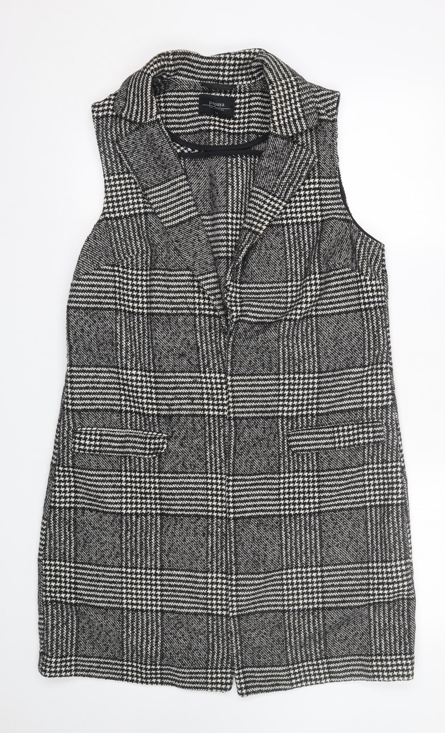 Papaya Womens Black Plaid  Jacket Coat Size 14