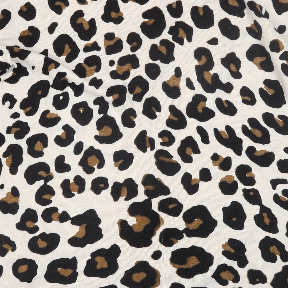 M&S Womens Beige Animal Print  Basic T-Shirt Size 14
