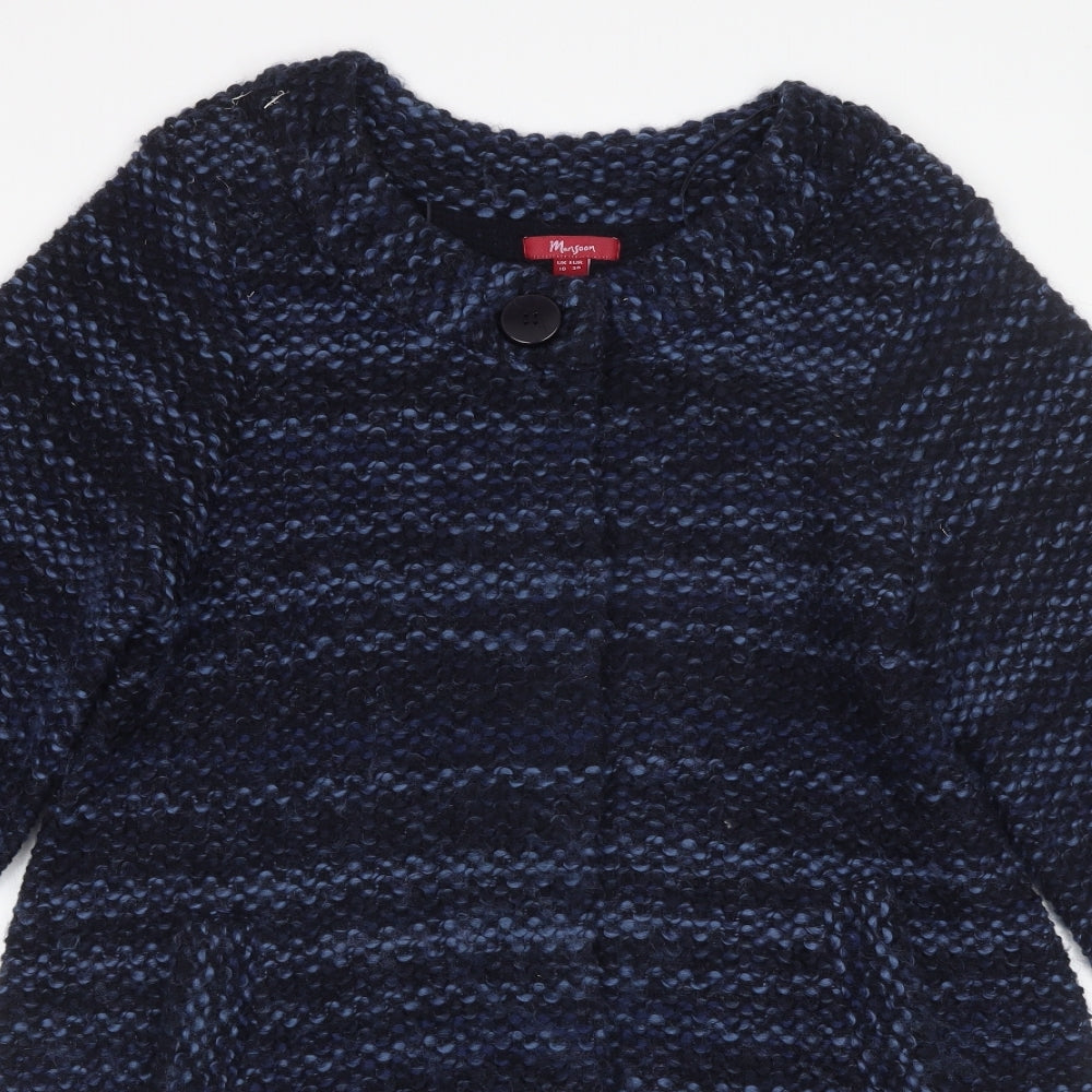 Monsoon Womens Blue Striped  Cardigan Jumper Size 10