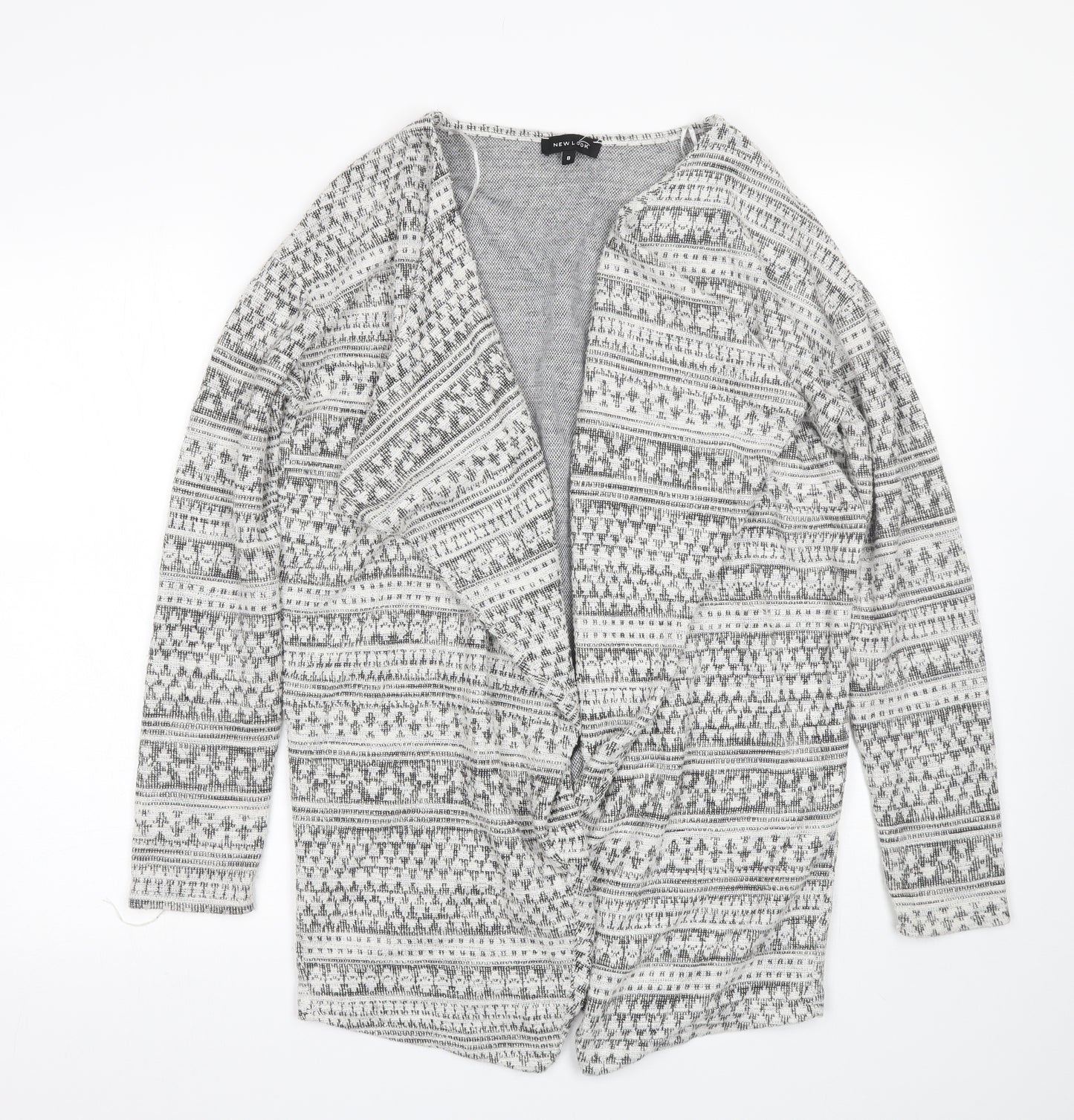 New Look Womens White Fair Isle  Cardigan Jumper Size 8