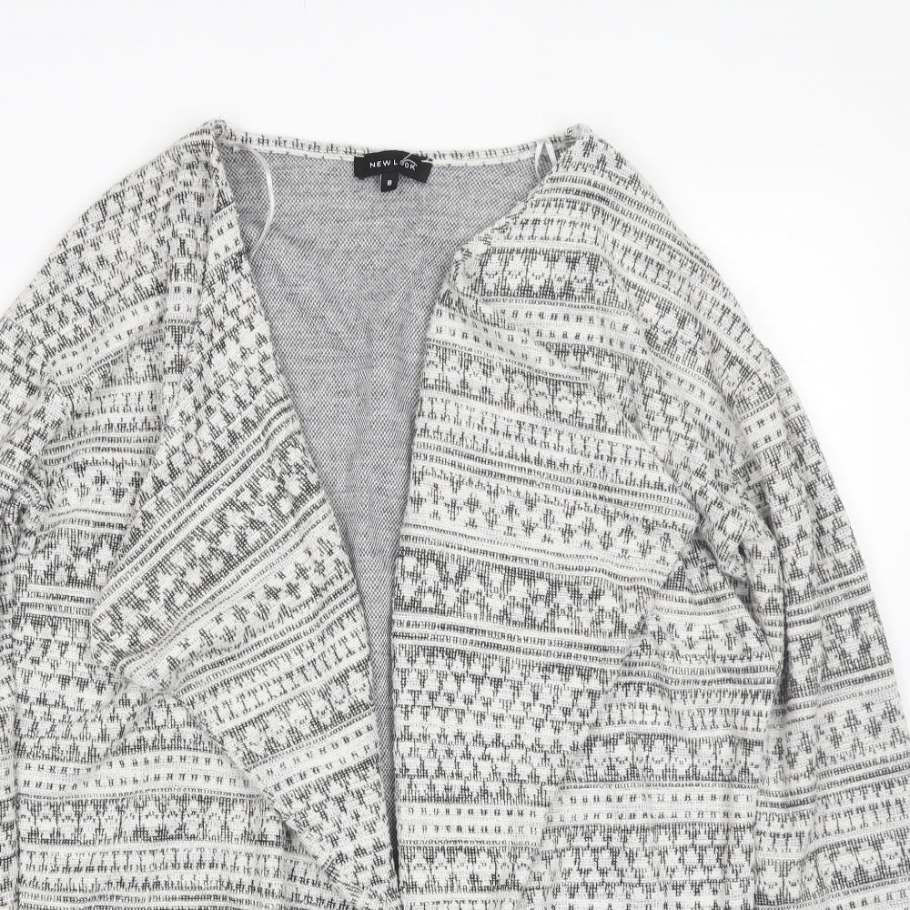 New Look Womens White Fair Isle  Cardigan Jumper Size 8