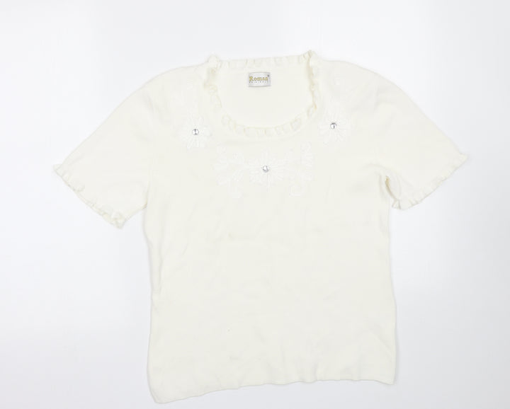 Roman Womens White Basic T-Shirt Size S