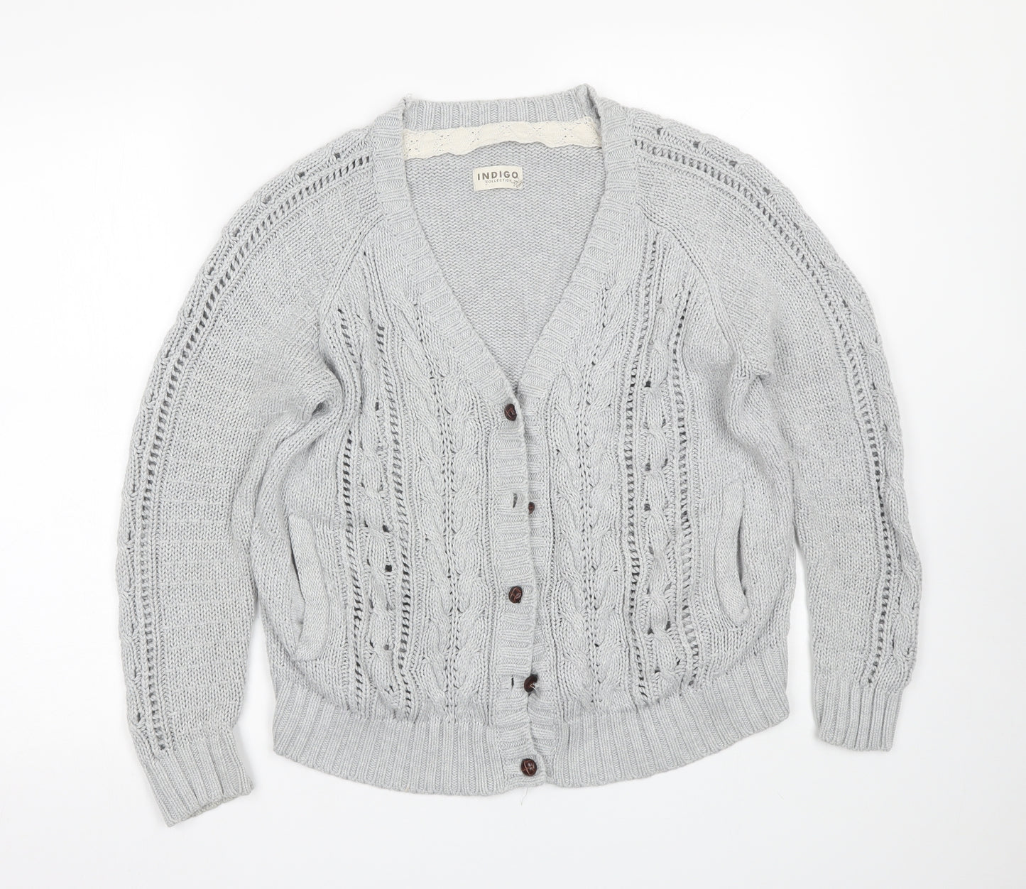 M&S Womens Grey   Cardigan Jumper Size 18