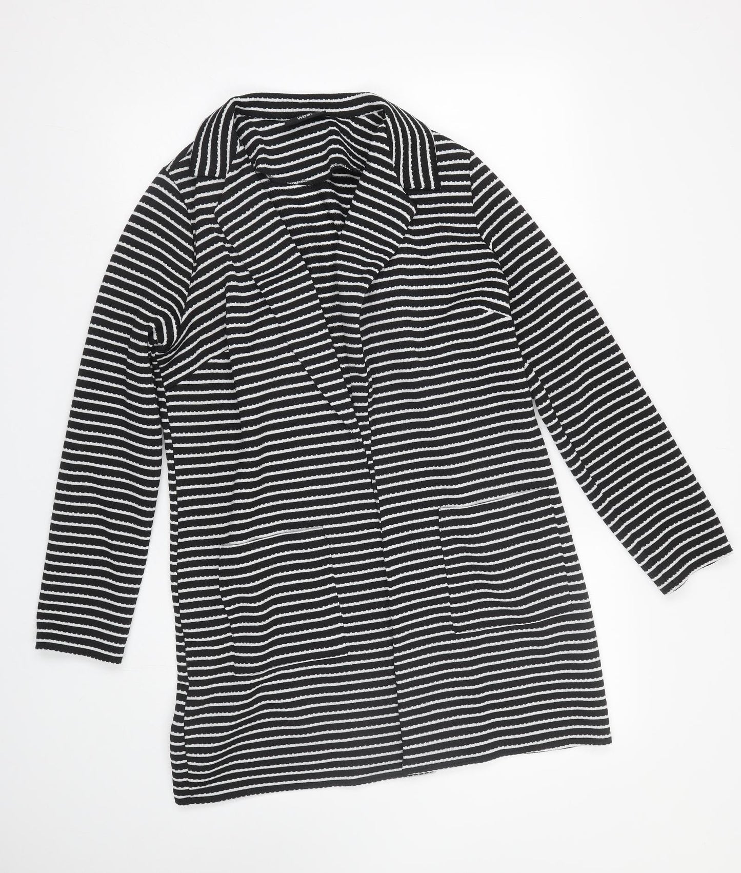 Wallis Womens Black Striped  Cardigan Jumper Size S