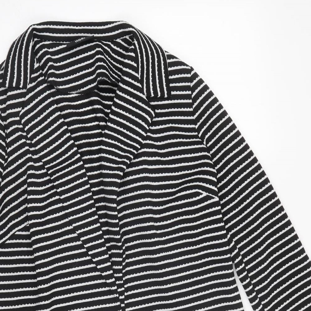 Wallis Womens Black Striped  Cardigan Jumper Size S