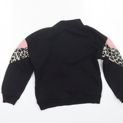 I love Girlswear Girls Black Striped  Pullover Sweatshirt Size 5 Years
