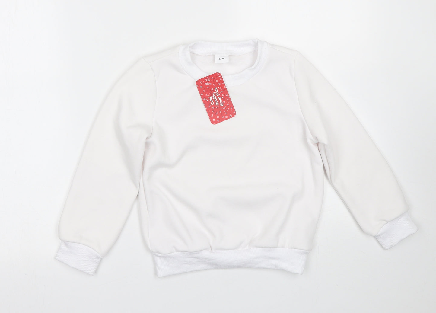 PatPat Girls White   Pullover Sweatshirt Size 7-8 Years