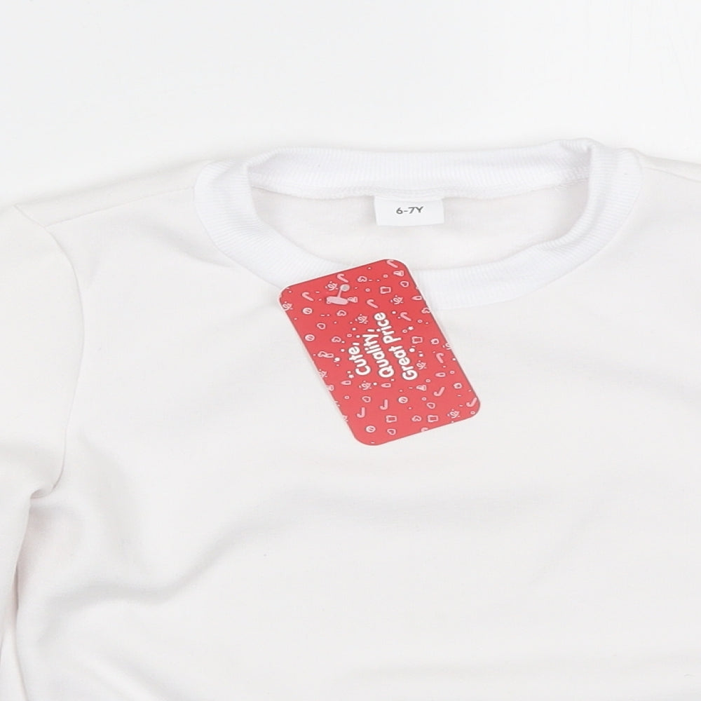 PatPat Girls White   Pullover Sweatshirt Size 7-8 Years