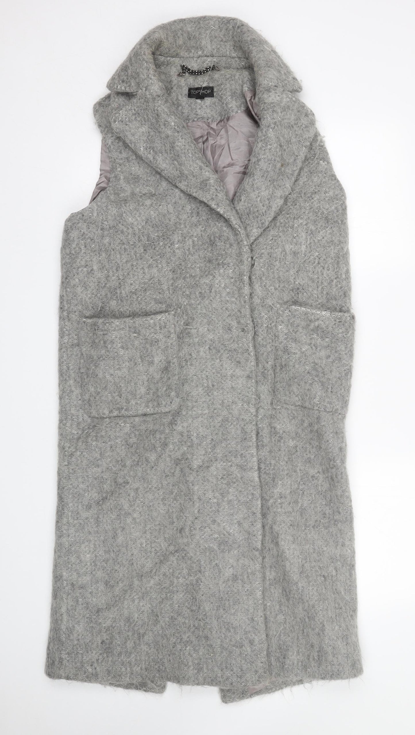 Topshop Womens Grey   Trench Coat Coat Size S