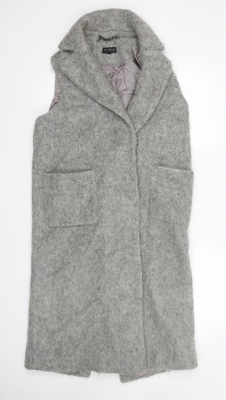 Topshop Womens Grey   Trench Coat Coat Size S