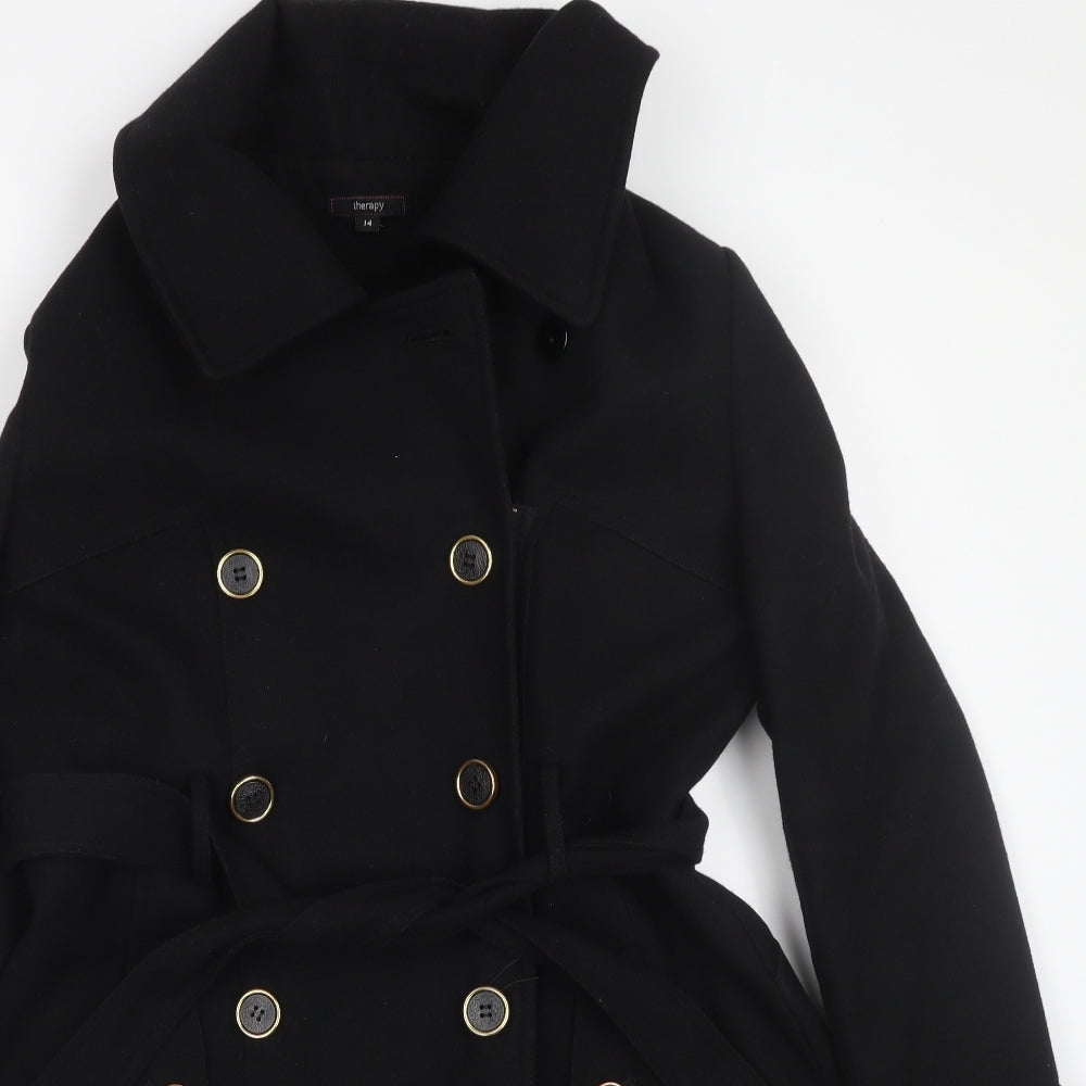 Therapy Womens Black   Trench Coat Coat Size 14