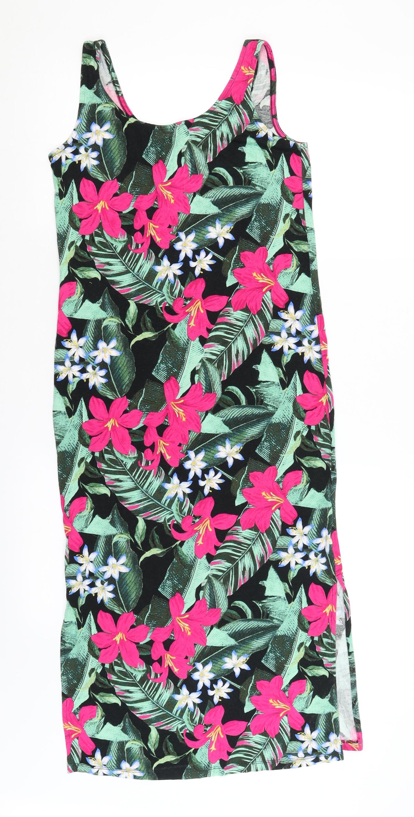 F&F Womens Black Floral  Slip Dress  Size 6