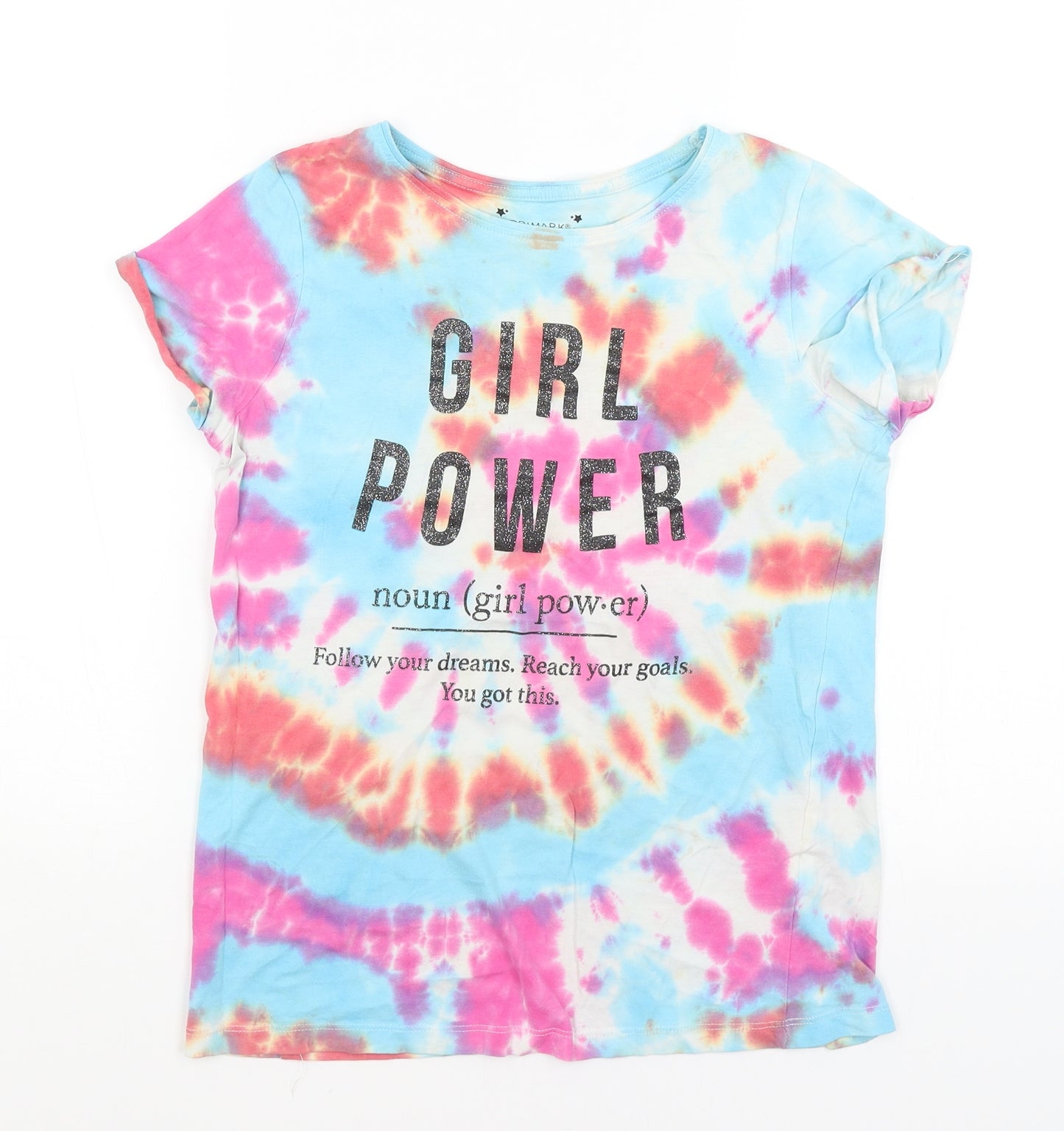 Primark Girls Blue   Basic T-Shirt Size 12-13 Years  - Girl Power